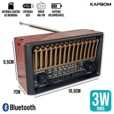 Caixa de Som Bluetooth Retrô KA-3183 Kapbom - Bronze